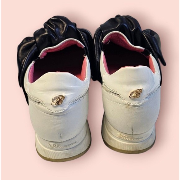 BLUMARINE 7 ITALIAN Sneakers Platform Low Top Athletic Shoes White Leather ITALY - Picture 5 of 12
